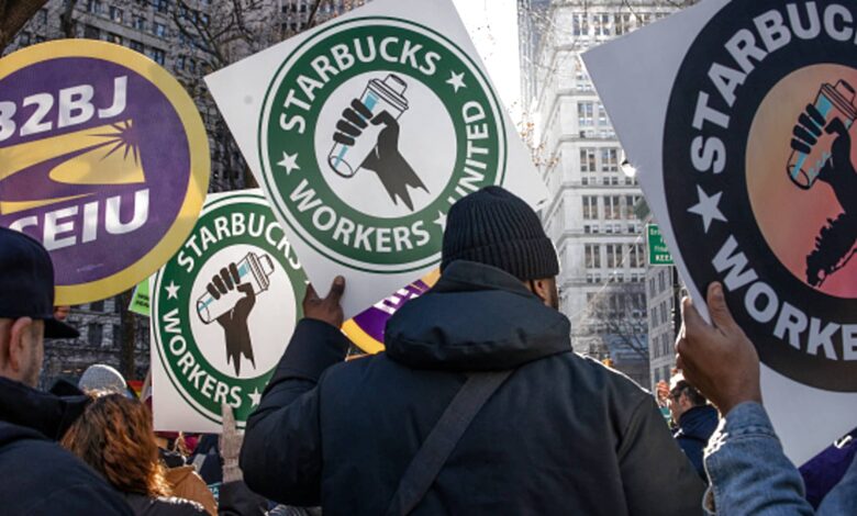 Starbucks workers file labor complaints as union goes on strike