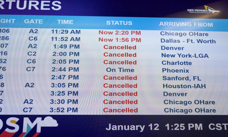 Flights canceled, delayed as weather, Max 9 grounding disrupt travel